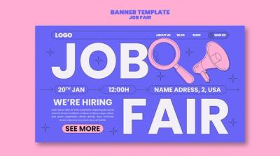 Flat Design Job Fair Landing Page Template – Free Download