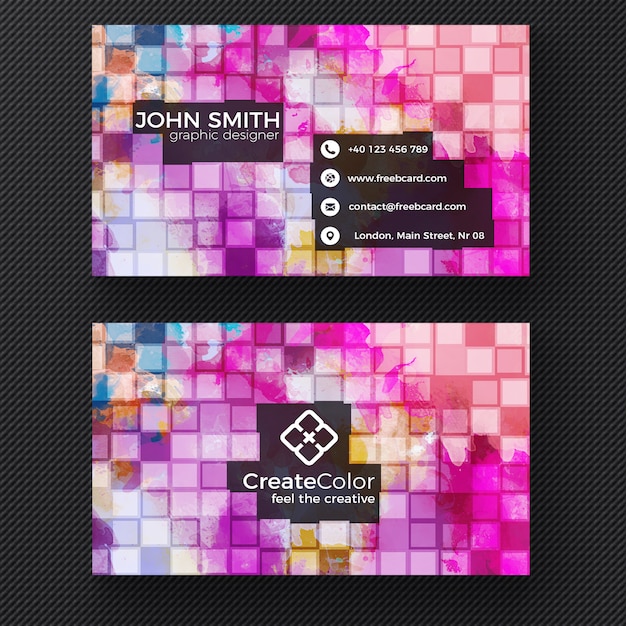 Creative Business Card on Pixel Background – Free Download