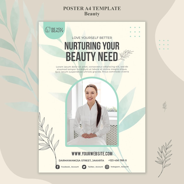 Skincare and Beauty Poster Template Featuring a Woman – Free Stock Photo for Download