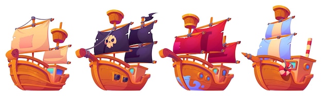 Cartoon Old Sailboat for Game UI – Free Download!