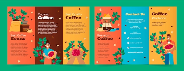 Flat Design Coffee Plantation Brochure Template – Free Download