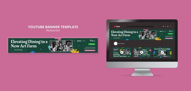 Flat Design Tasty Food Restaurant YouTube Banner – Free Download