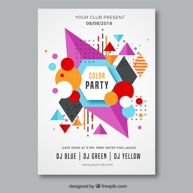 Modern Party Poster Featuring Geometric Shapes – Free Download