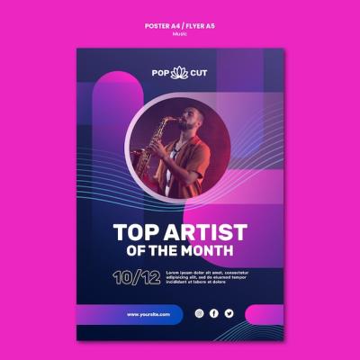 Music Poster Template Featuring Male Jazz Player and Saxophone – Free Download