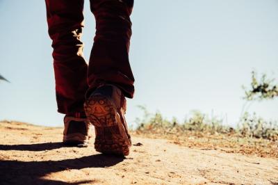 Hiking Shoes on Mountain Desert Trail Path – Free Download