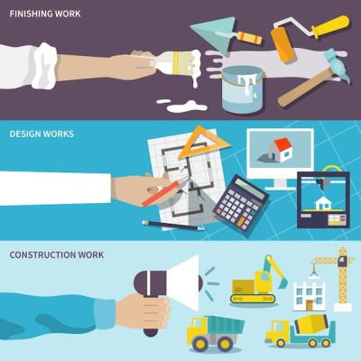 Construction Design Flat Banner Set – Free Download