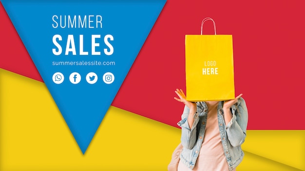 Colorful Triangular Shapes Summer Sales Banner Template – Free Download