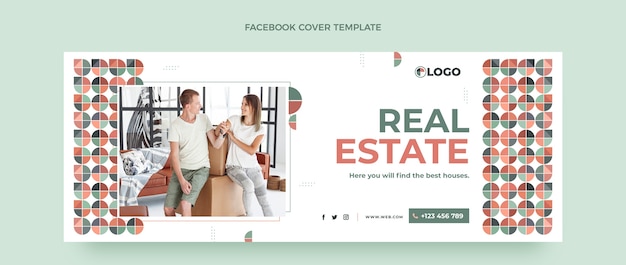 Real Estate Facebook Cover in Flat Design – Free Download