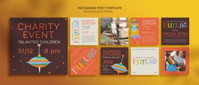 Flat Design Social Activity Instagram Posts – Free Download