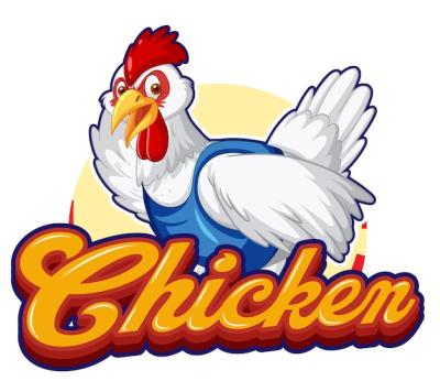 White Chicken Cartoon Character Logo – Free Download