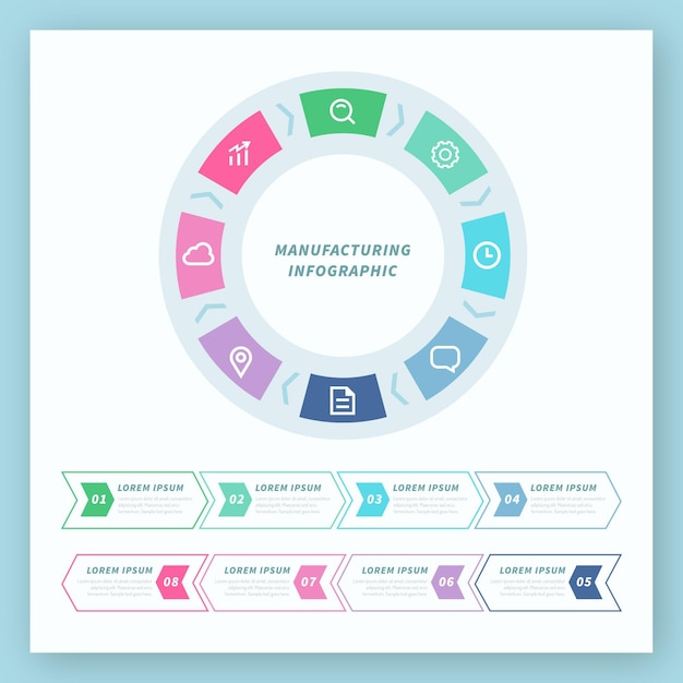 Manufacturing Infographic with Text and Pictograms – Free Download