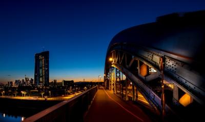 Stunning Night Cityscape Viewed from a Bridge – Free Download