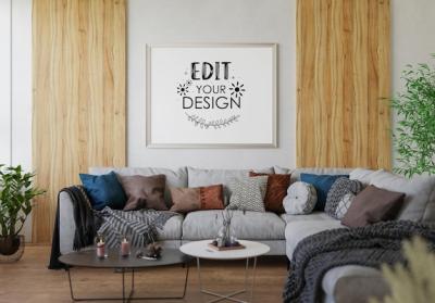 Poster Frame in Living Room PSD Mockup – Free Stock Photo, Download for Free