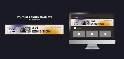 Art Gallery and Exhibition YouTube Banner Template – Free to Download