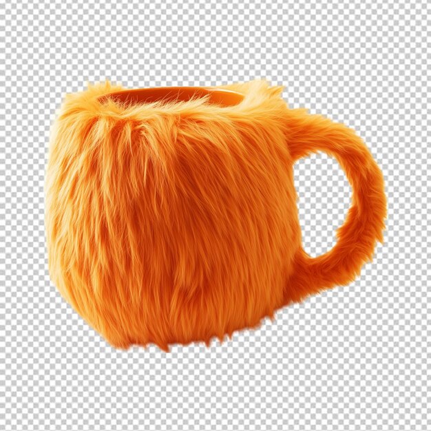 A Furry Orange Mug Isolated on Transparent Background – Free Download