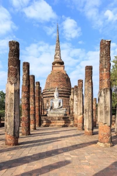 Chapel and Buddha Statue at Wat Sa Si in Sukhothai Historical Park, Thailand – Free Stock Photo Download