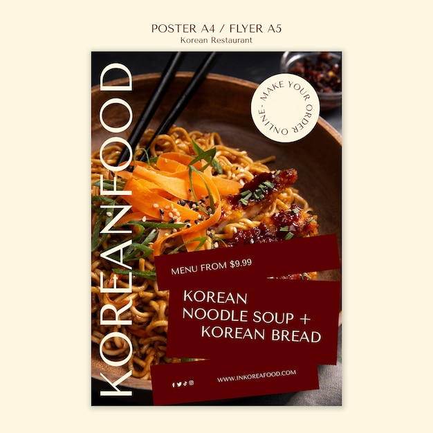 Korean Restaurant Poster Template – Free Download