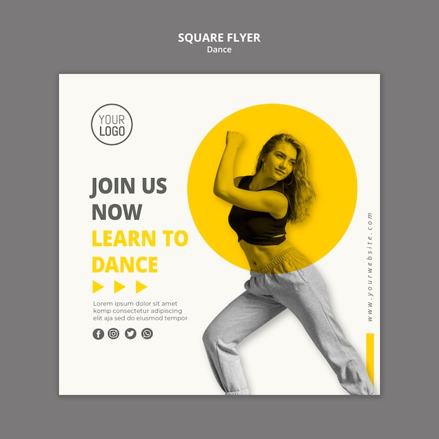 Squared Flyer Template for Dance Lessons – Free Download