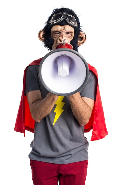 Superhero Monkey Man Shouting by Megaphone – Free Download