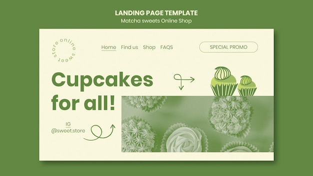 Matcha Sweets Landing Page Template – Free Download