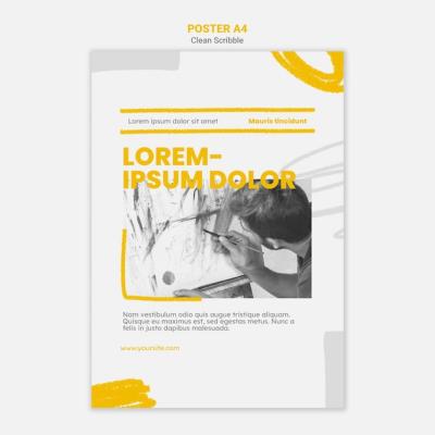 Clean Scribble Poster Template with Photo – Free Download