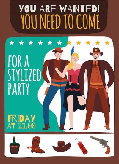 Wild West Cowboy Party Poster – Free Download