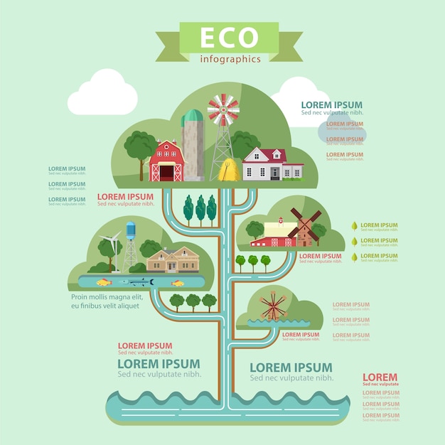 Eco Infographics Concept in Flat Style – Free Download