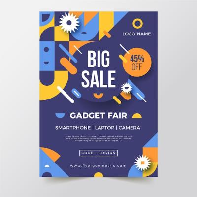 Flat Design Geometric Sale Poster Template – Free Download