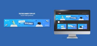 Gradient Social Media Giveaway YouTube Banner – Free Download