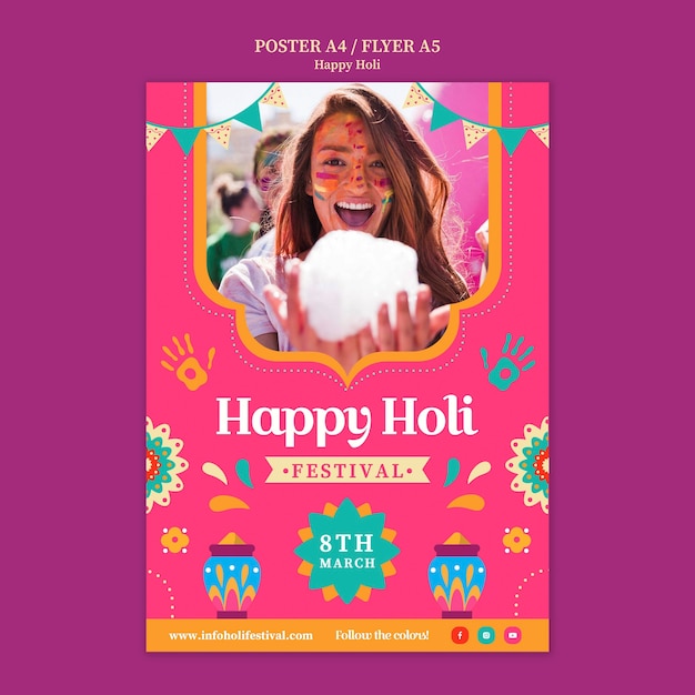 Holi Festival Celebration Poster Template – Free Download