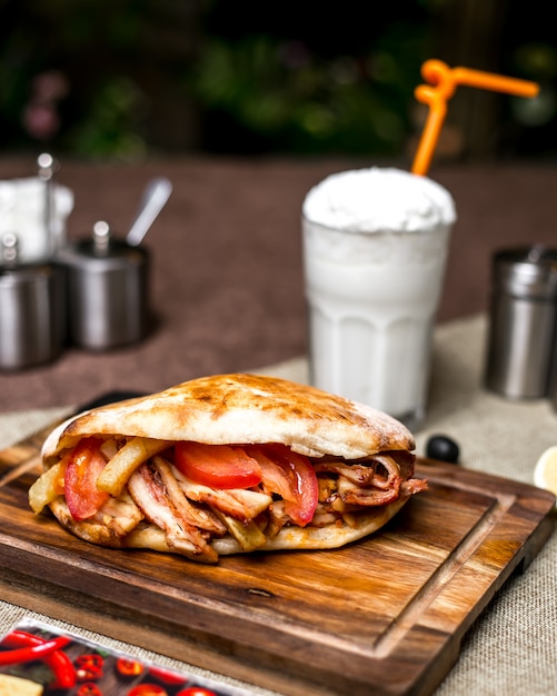 Delicious Chicken Doner with Tomato French Fries and Ayran – Free Download