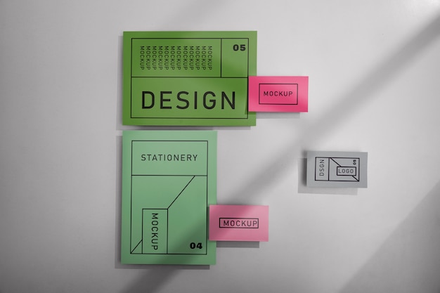 Stationery Mockup Pinned on Wall – Free Download