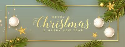 Elegant Colors Merry Christmas Realistic Banner Design – Free Download