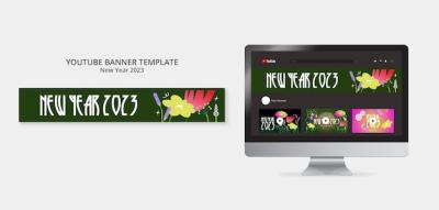 Flat Design New Year 2023 YouTube Banner – Free to Download