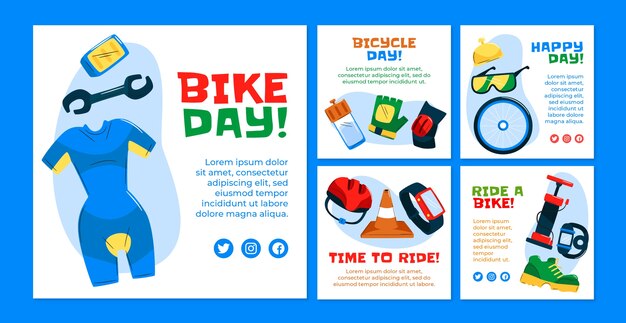 Instagram Posts Collection for Flat World Bicycle Day – Free Download