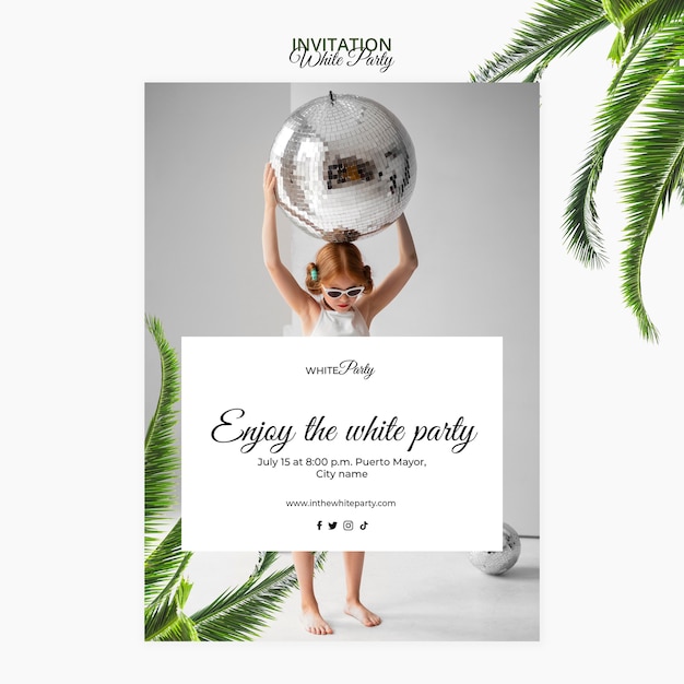 Botanical White Party Invitation – Free Stock Photo, Download Free