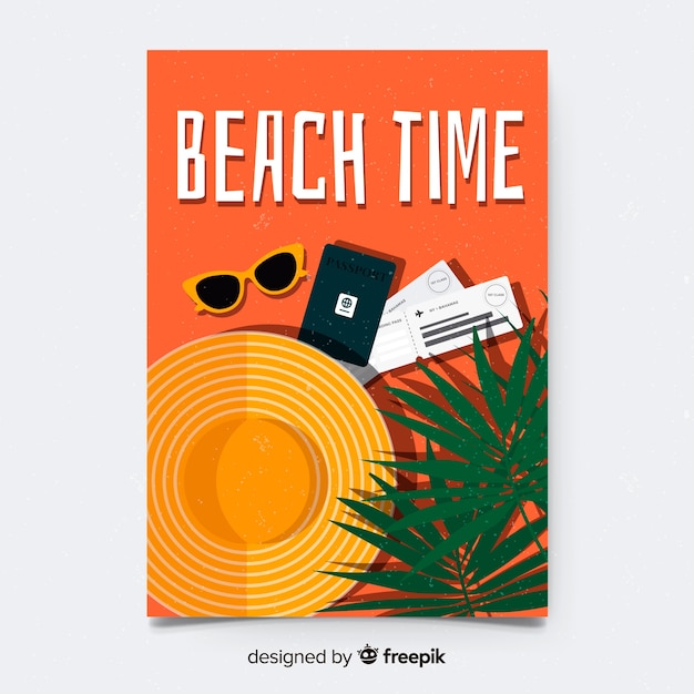 Flat Vintage Travel Poster Template – Free Download