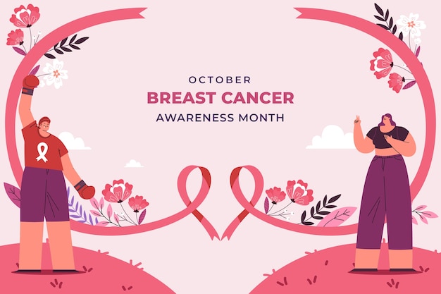 Flat Background for Breast Cancer Awareness Month – Free Download