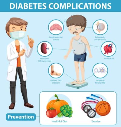 Medical Infographic of Diabetes Complications and Preventions – Free Download