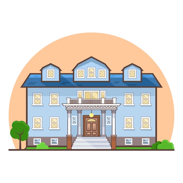 Flat Design of a Blue House – Free Download, Free Stock Photo