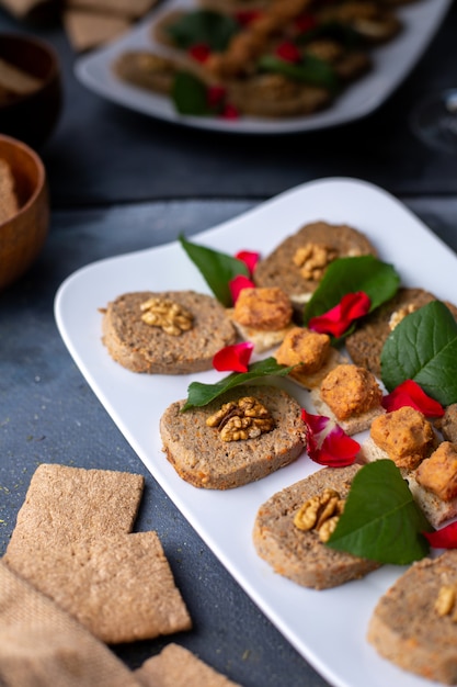 Pate with Leaves on a White Plate – Free Download