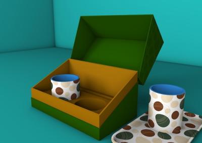 Giveaway Box Mockup Featuring Mugs and Tray – Free Download