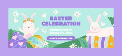 Flat Social Media Cover Template for Easter Celebration – Free Download