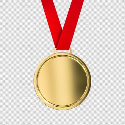 Blank Gold Medal with Red Ribbon Isolated – Free Stock Photo for Download