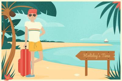 Hand Drawn Flat Summer Break Illustration – Free Download