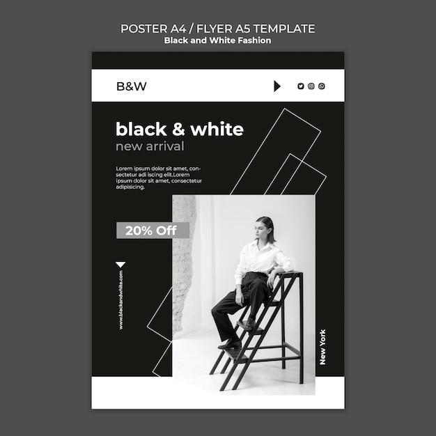 Black and White Fashion Print Template – Download Free Stock Photo