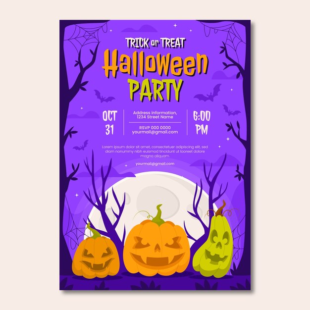 Flat Halloween Vertical Flyer Template – Free Download