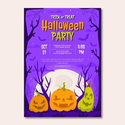 Flat Halloween Vertical Flyer Template – Free Download