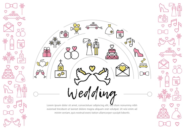 Wedding Line Icons Template – Download Free Stock Photo