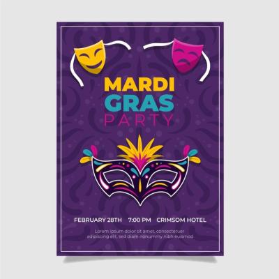 Hand Drawn Mardi Gras Poster Template – Free Download